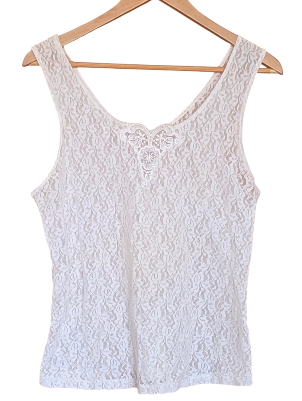 White Lace Sleeveless Tank Top Women's S Cottagecore Fairy Bohemian Coquette
